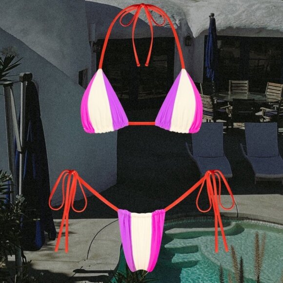 NWT OneOne Swimwear Bikini Set Naples Pink Purple Nick Ariel Cute Cotton Candy - Picture 3 of 6